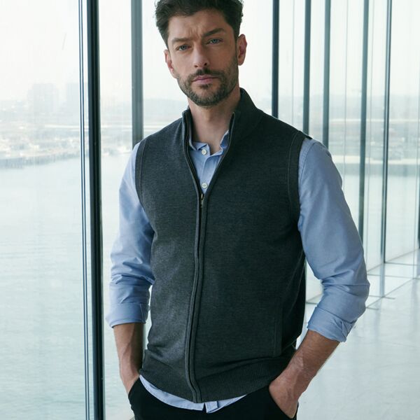 Henbury Sleeveless Zip Through Jumper Thumbnail