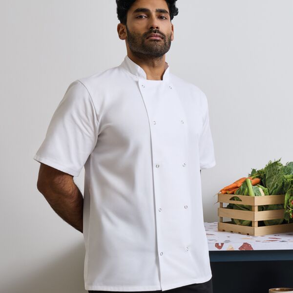 Premier Unisex Short Sleeve Stud Front Chef's Jacket Thumbnail